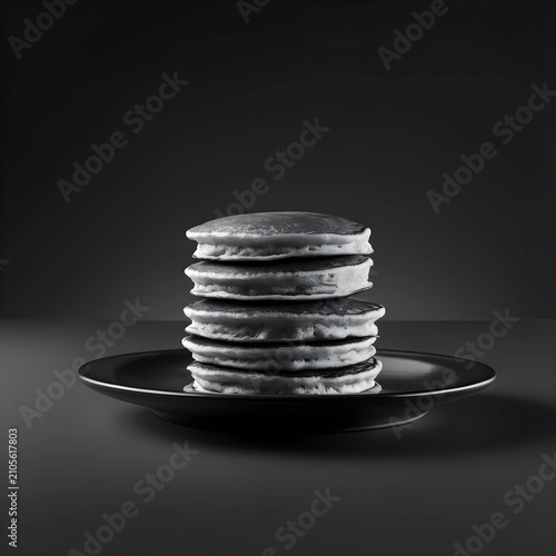 Stack of fluffy pancakes on...