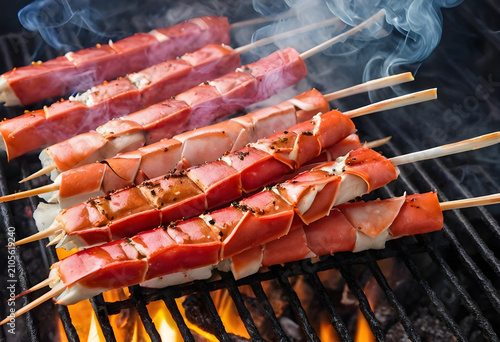 Grilled crab meat skewers w...
