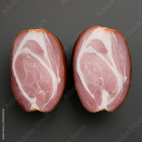 Two halves of smoked pork l...