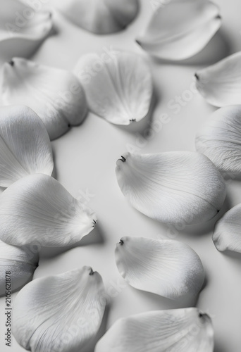 White flower petals scatter...