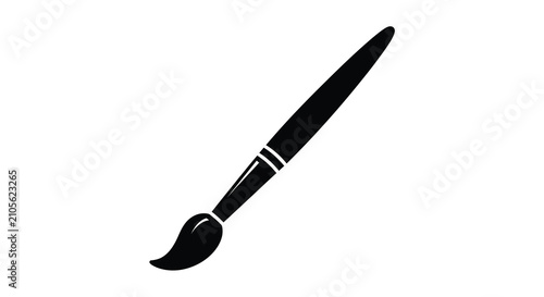 Paintbrush silhouette against a white background a simple black graphic representation of an artist s tool brush painting drawing