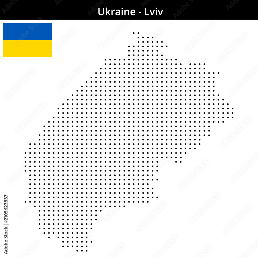 Fototapeta premium Map of Ukraine region Lviv in small size dots