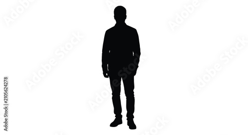 Photos Man s silhouette against a white background a stark black figure in a casual sta