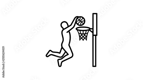 Obraz na płótnie Basketball player dunking a ball into the hoop, dynamic action, sports illustrat