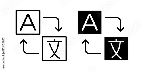 Принти на полотні Translation Icon represents language conversion, multilingual communication, and localization with an editable outline vector illustration