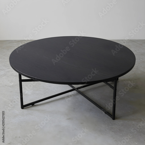 Round black coffee table wi...