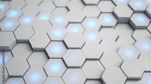 3D hexagonal geometric seamless pattern background. Abstract honeycomb texture for modern design and tech projects.