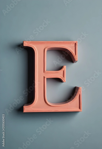 Salmon pink letter e with c...