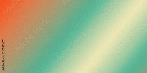 Fotografie Orange and Seafoam Green Grainy Gradient Background with Noise Texture