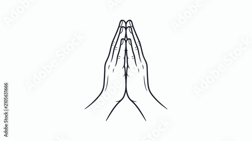 Fotografi Praying Hands Gesture Line Art
