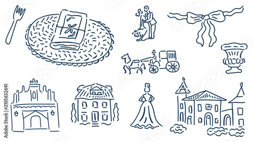 Hand Drawn Wedding Doodle Set, Not AI