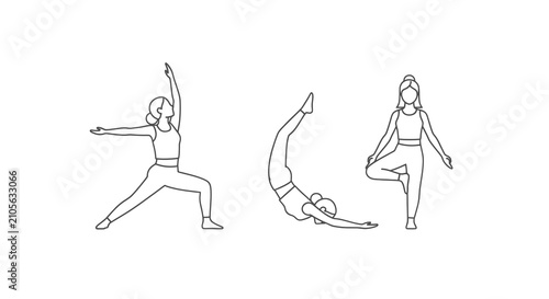 Obraz na plátně Illustrated yoga poses for flexibility and balance training.