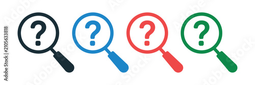 Bild auf Leinwand Question mark magnifying glass, search inquiry symbol, colorful vector design, t