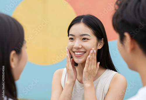 Smiling young asian woman t...