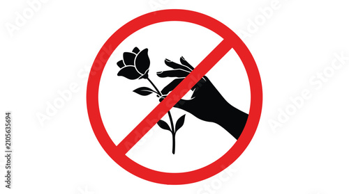 Photos Rose and hand silhouette within a prohibition sign red and black