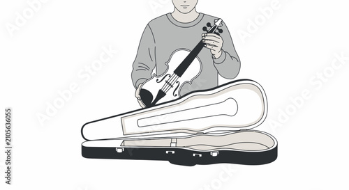 Cuadro en lienzo Person holding a cello and bow in case.
