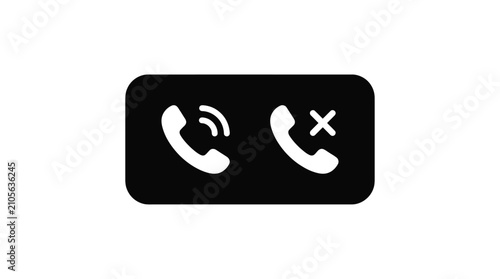 Telephone handset icons with incoming and rejected call symbols flat silhouette