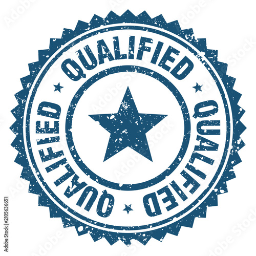 Quadro su tela qualified blue grunge round stamp. qualified stamp
