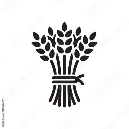 Foto Black wheat sheaf icon representing agriculture and organic grain harvest crops