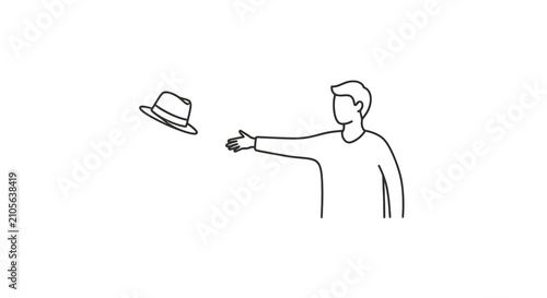 Photos Man throwing a fedora hat in the air.