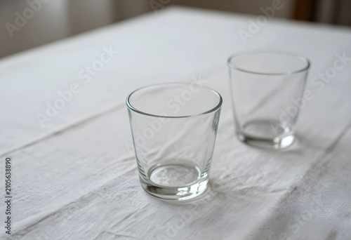 Two empty clear drinking gl...