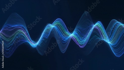 Abstract Blue Digital Sound Wave and Glowing Energy Frequency