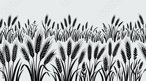 Bild auf Leinwand Wheat field silhouette border