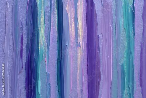 Vertical Streaks of Peeling Paint in Purple Teal and White Color Layers