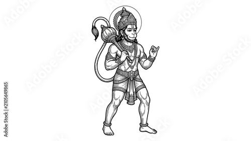 Photography Mythical Monkey Warrior with Mace and Halo