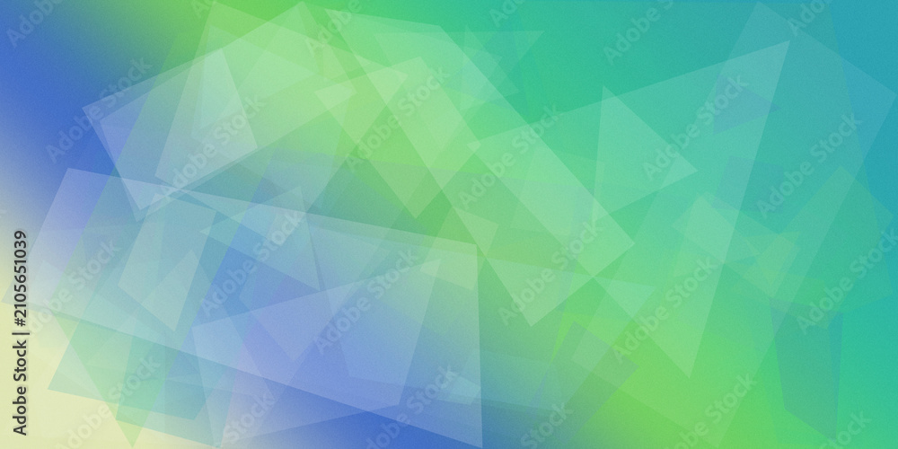 Obraz premium Abstract geometric gradient background with blue, green, and teal low-poly facets, calm futuristic mood, ideal for technology, design, and promotional layouts with copy space.