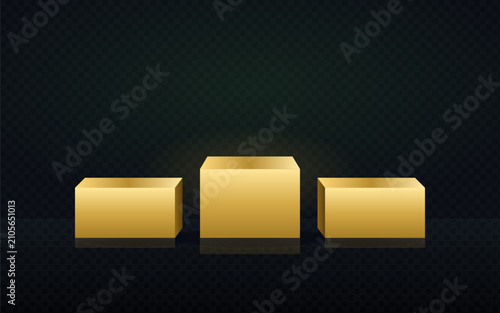 Shiny Gold Podium Stage for Award Ceremony and Victorious Celebration