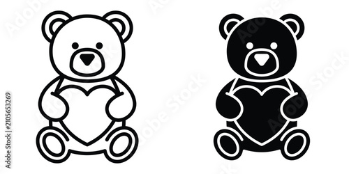 Photography Teddy bear icons multiple style collection