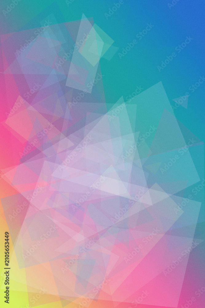 Obraz premium Abstract geometric gradient background with soft blue, pink, and neon hues, featuring faceted polygon shapes in a clean modern style for design and web use.