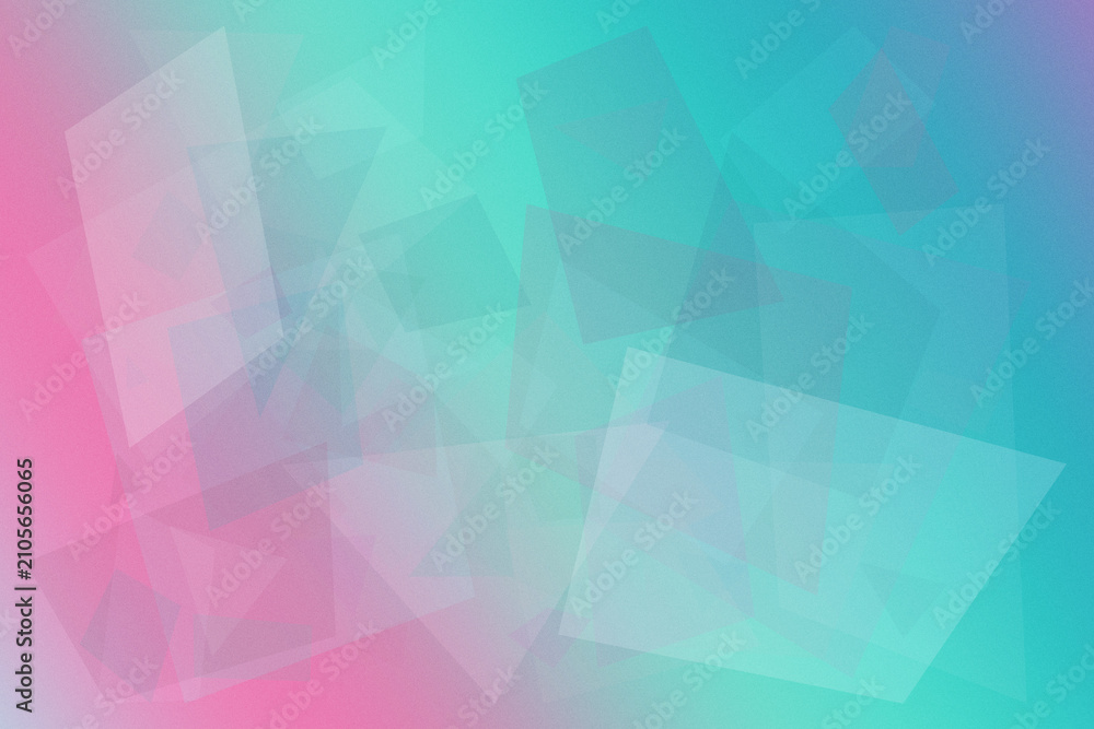 Obraz premium Abstract pastel geometric shapes blend teal and pink tones in a modern soft look, ideal for design backgrounds, presentations, and websites with copy space.