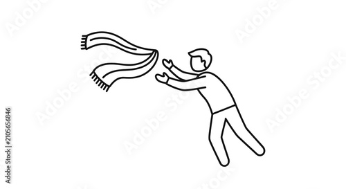 Tableau sur toile Person throwing a colorful scarf in the air.