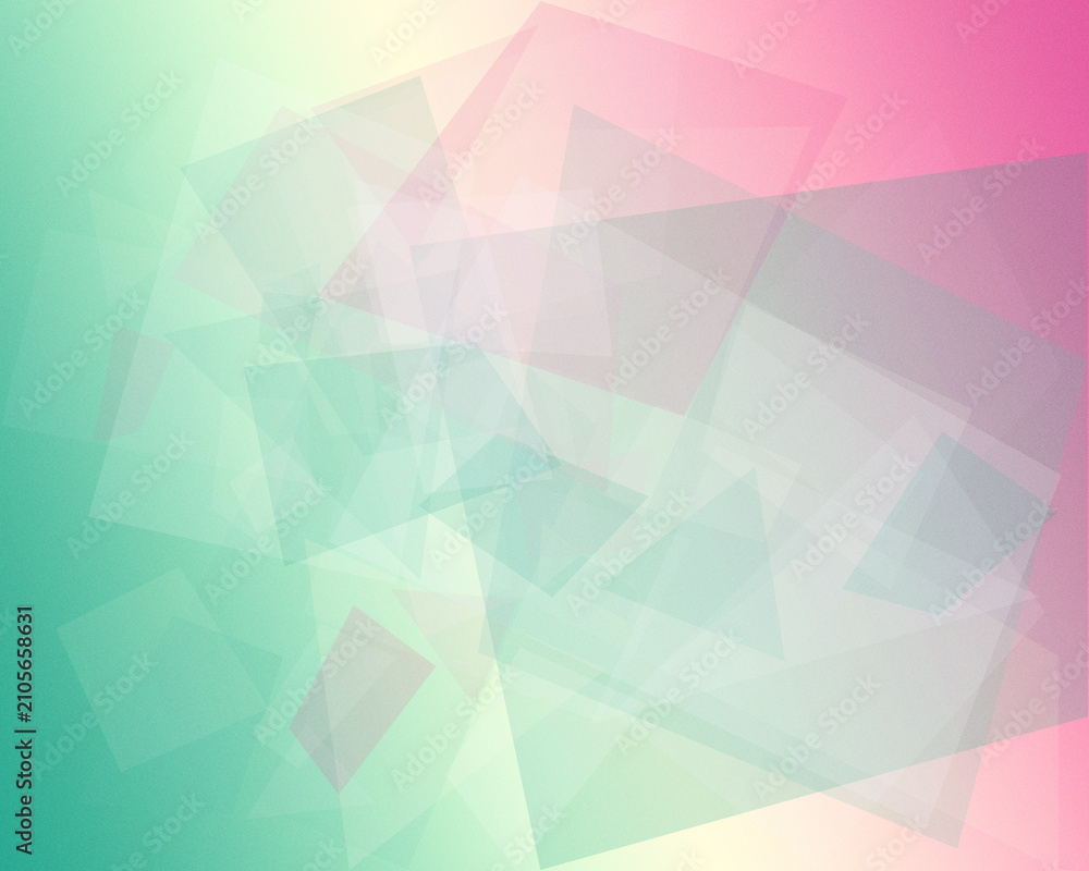 Obraz premium Abstract pastel geometric polygon shapes in mint, pink, and white create a soft modern background with copy space for design, branding, and marketing.