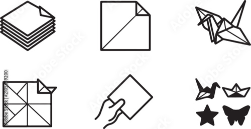 Origami paper folding steps and finished designs collection Vector
