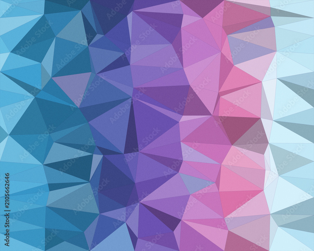 Obraz premium Abstract geometric polygon pattern fills the frame with blue, purple, and pink facets, creating a modern tech-style backdrop for design, branding, and presentations.