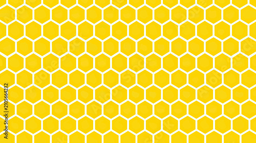 Konstfotografi Yellow Hexagonal Pattern with Subtle Bee Motifs