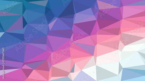 Konstfotografi Abstract low-poly geometric pattern with faceted polygons in pink, purple, blue and white, creating a modern, energetic backdrop with copy space for design layouts