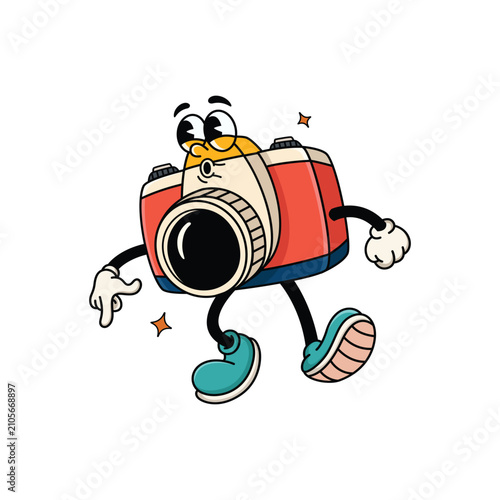 Cool Camera Mascot Whistling Illustration