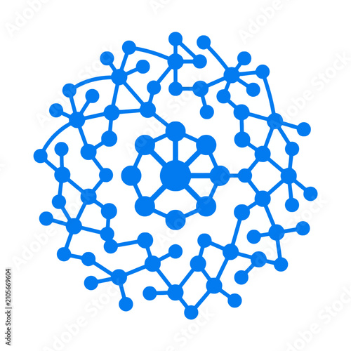 A bright blue abstract network structure on a white background