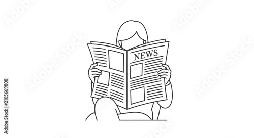 Fotografie Person reading a newspaper illustration.