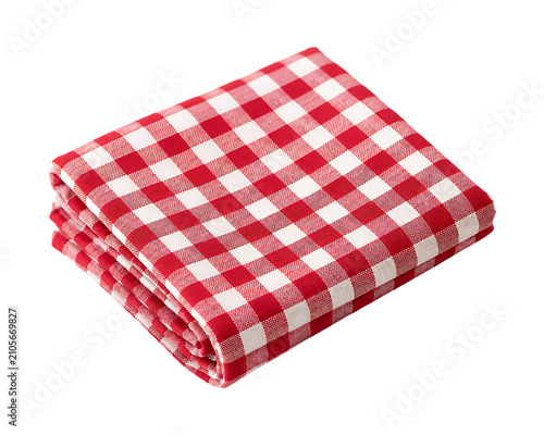 Folded Red and White Gingham Fabric