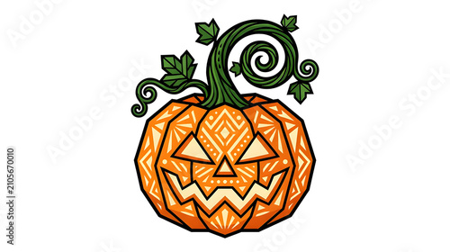 Geometric Tribal Carved Jack-O'-Lantern Pumpkin