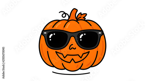 Cool Jack-O'-Lantern Pumpkin Wearing Sunglasses
