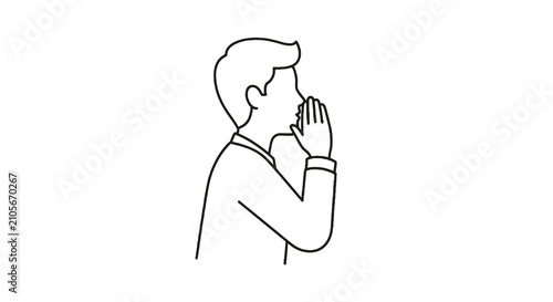 Photos Man in prayer pose with folded hands illustration.
