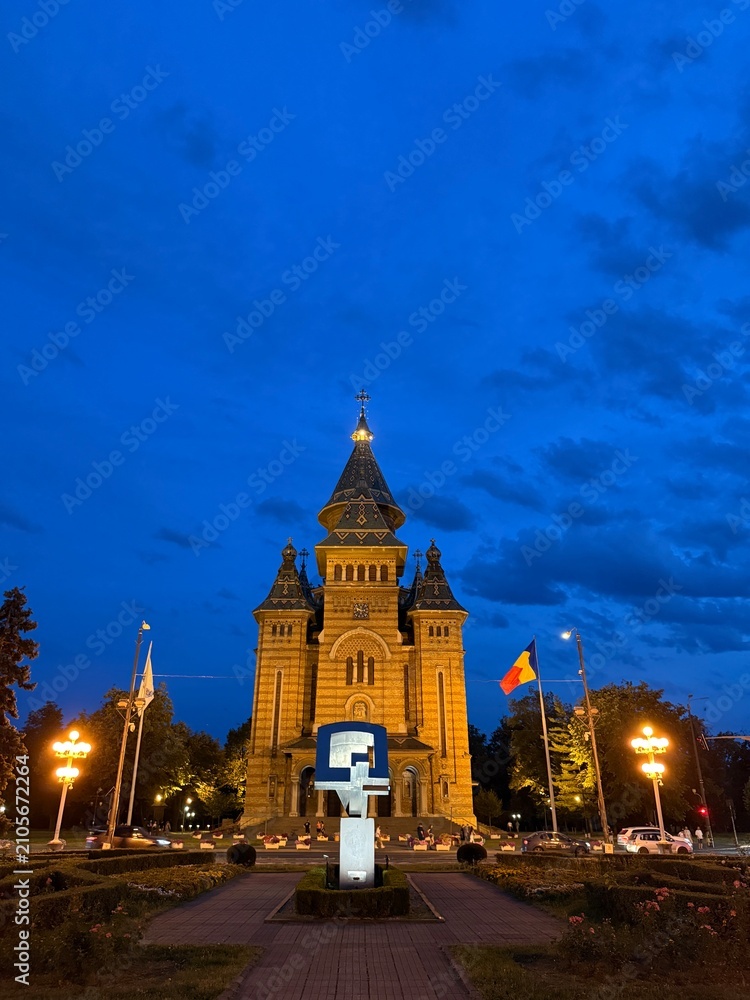 Fototapeta premium Orthodox Cathedral, also known as the Metropolitan Cathedral, Timisoara, Romania