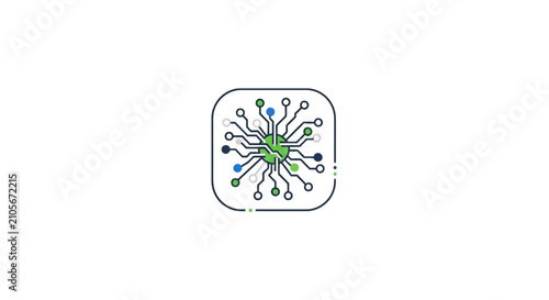Integrated circuit microchip icon for computing and technology.