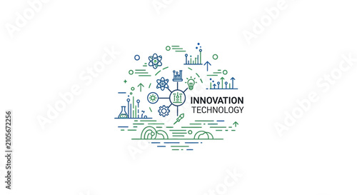 Innovation technology flat line icon concept.